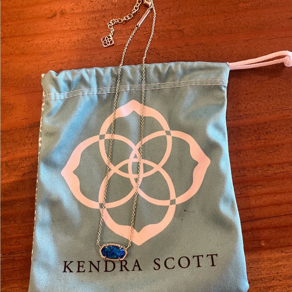 Kendra Scott Silver Necklace with Blue Pendant